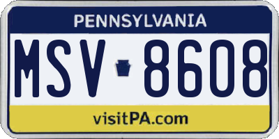PA license plate MSV8608