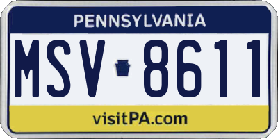PA license plate MSV8611