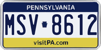 PA license plate MSV8612