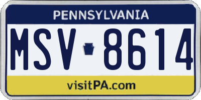 PA license plate MSV8614