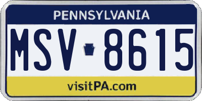 PA license plate MSV8615