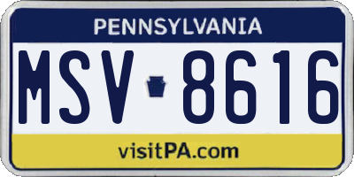PA license plate MSV8616