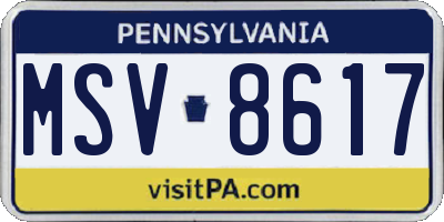 PA license plate MSV8617