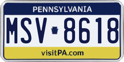 PA license plate MSV8618