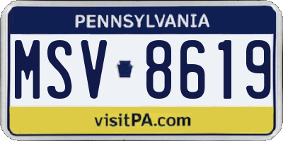 PA license plate MSV8619