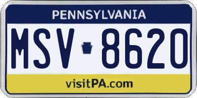 PA license plate MSV8620