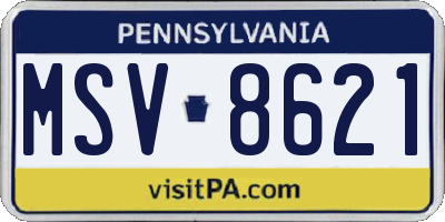 PA license plate MSV8621