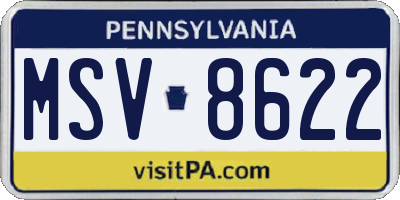 PA license plate MSV8622