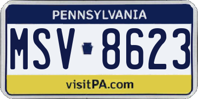 PA license plate MSV8623