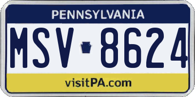 PA license plate MSV8624