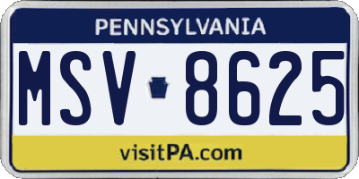 PA license plate MSV8625