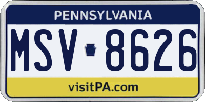 PA license plate MSV8626