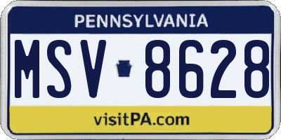PA license plate MSV8628