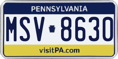 PA license plate MSV8630