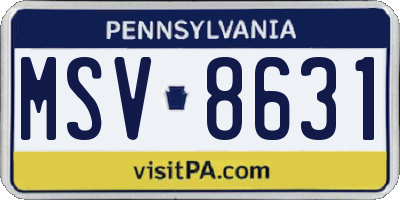 PA license plate MSV8631