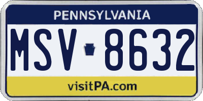 PA license plate MSV8632