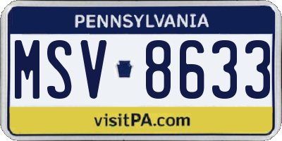 PA license plate MSV8633