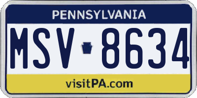 PA license plate MSV8634