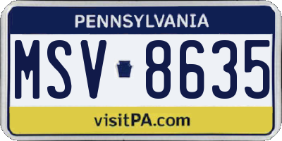 PA license plate MSV8635