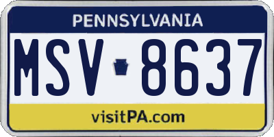 PA license plate MSV8637