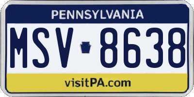 PA license plate MSV8638