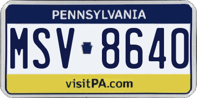 PA license plate MSV8640