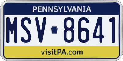 PA license plate MSV8641