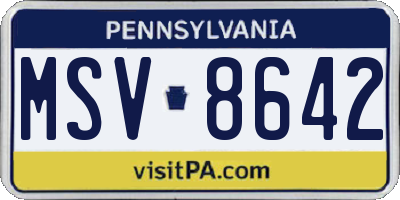 PA license plate MSV8642