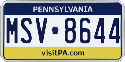 PA license plate MSV8644
