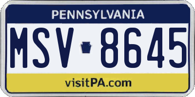 PA license plate MSV8645