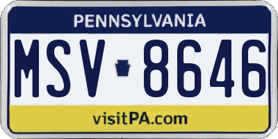 PA license plate MSV8646