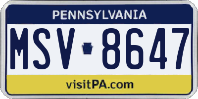 PA license plate MSV8647