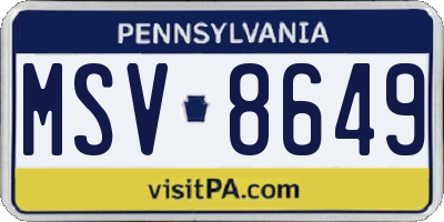 PA license plate MSV8649