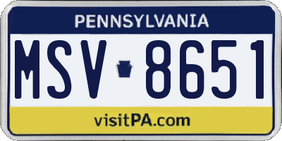 PA license plate MSV8651