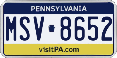 PA license plate MSV8652