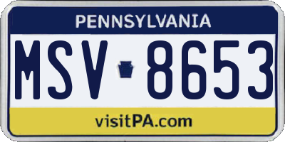 PA license plate MSV8653