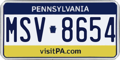 PA license plate MSV8654