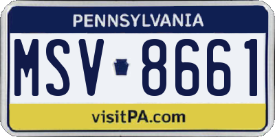 PA license plate MSV8661