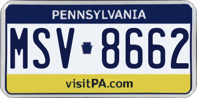 PA license plate MSV8662