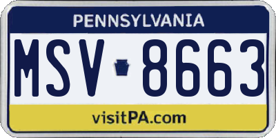 PA license plate MSV8663