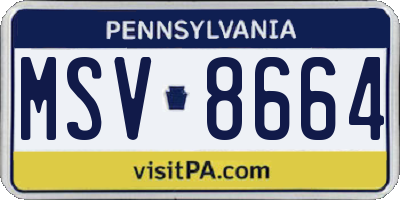 PA license plate MSV8664