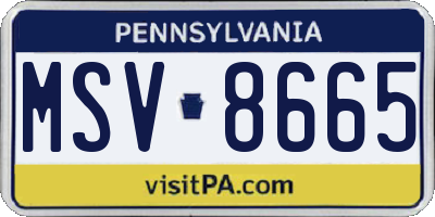 PA license plate MSV8665