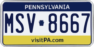 PA license plate MSV8667