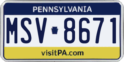 PA license plate MSV8671