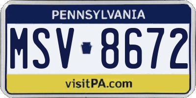 PA license plate MSV8672