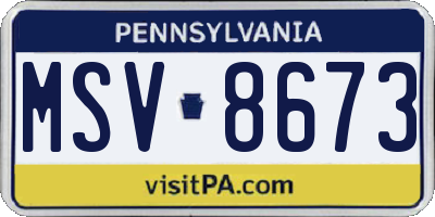 PA license plate MSV8673
