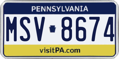 PA license plate MSV8674