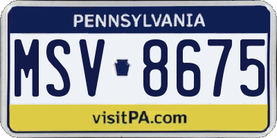 PA license plate MSV8675