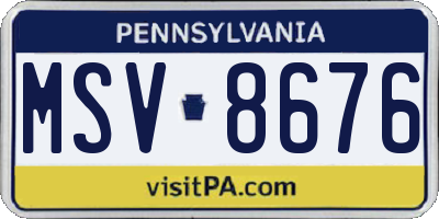 PA license plate MSV8676