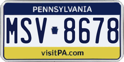 PA license plate MSV8678